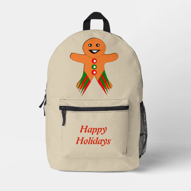 Mochila Impresa Navidades Fiesta Gingerbread Personalizado (Anverso)