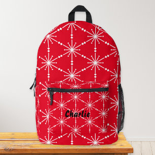Mochila Impresa Navidades Red White Snowflake Patterned Moderno