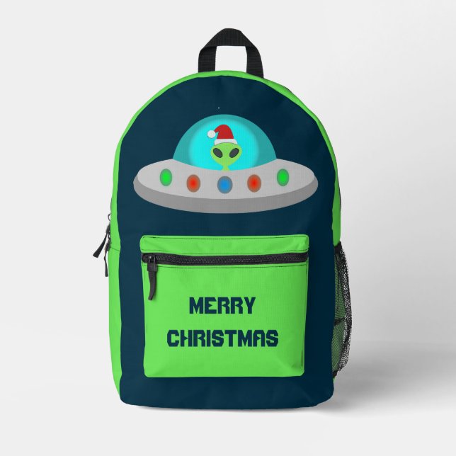 Mochila Impresa Navidades UFO Ho Ho Alien Personalizado de platill (Anverso)