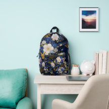Navy Blue Japanese Sakura Kimono Backpack