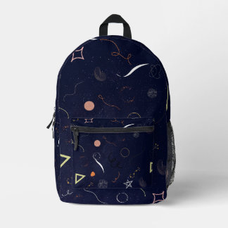 Mochila impresa Navy Blue Starry Night Doodle