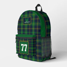 Mochila Impresa Navy green gold Tartan Plaid checkered Notre Dame