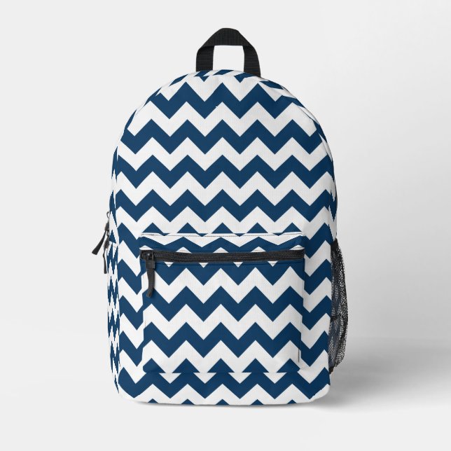 Mochila Impresa Navy Zigzag, Navy Chevron, patrón geométrico (Anverso)