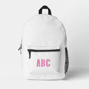 Mochila Impresa Negrita Deporte Rosa Caliente Monograma De 3 Letra