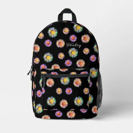 Mochila Impresa Negro Elegante y Colorido Clásico Floral Boho Dais