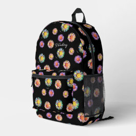 Mochila Impresa Negro Elegante y Colorido Clásico Floral Boho Dais