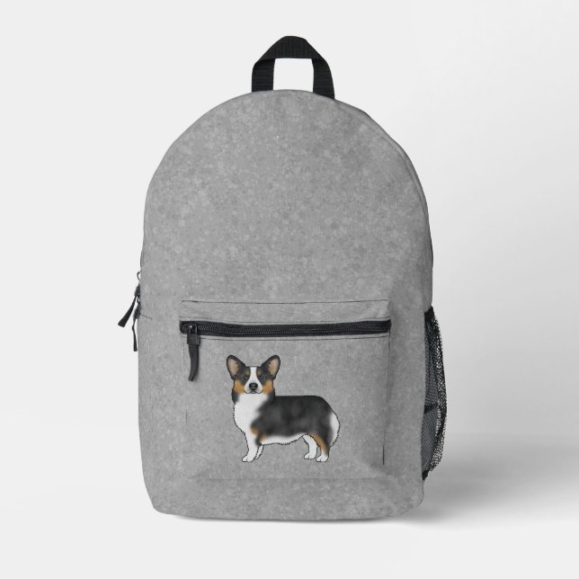 Mochila Impresa Negro tricolor pembroke galés Corgi lindo perro gr (Anverso)