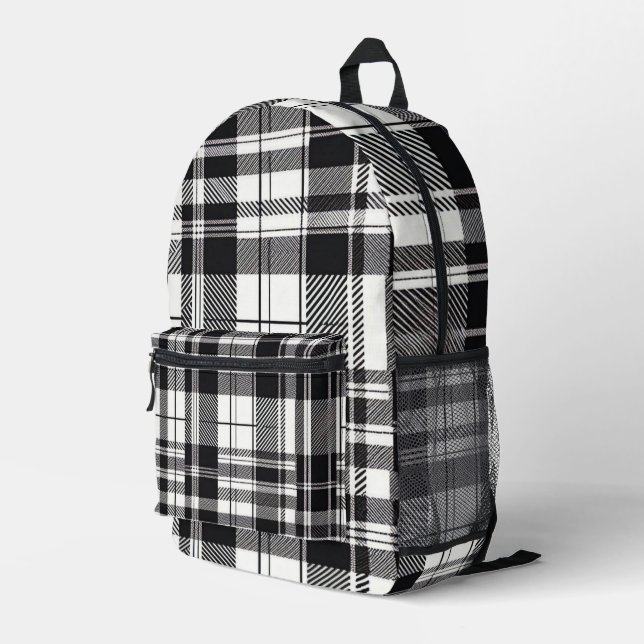 Mochila Impresa Negro y blanco (Esquina derecha trasera )