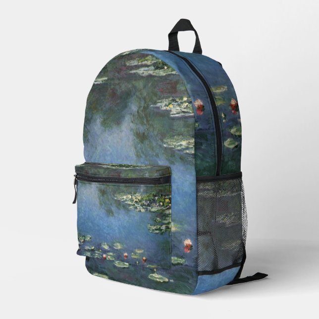 Mochila Impresa Nenúfares de Claude Monet, Flores Vintage (Esquina derecha trasera )