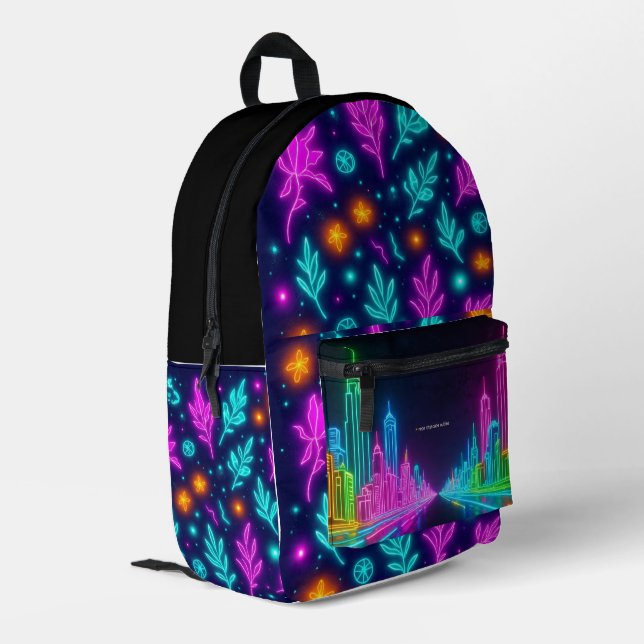 Mochila Impresa Neon Black Back To School Backpack (Esquina izquierda trasera)