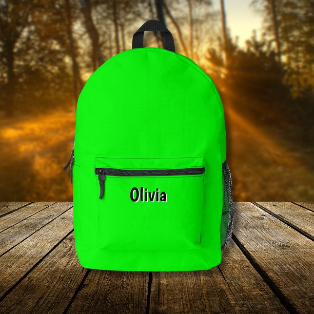 Mochila Impresa Neon Electric Green | Black 3D Nombre personalizad (Subido por el creador)