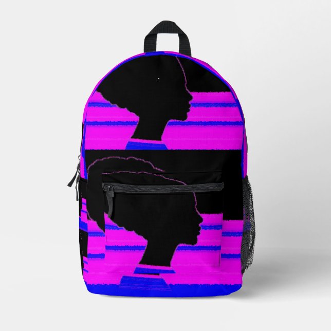 Mochila Impresa Neon Profile – Striped Art Backpack (Anverso)
