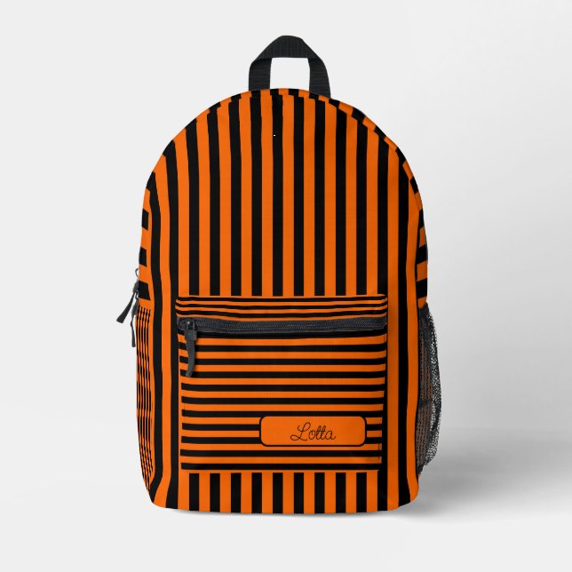 Mochila Impresa Neon Sunset Naranja Black Vintage Striname (Anverso)