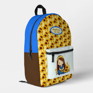 Mochila Impresa Niña pequeña con girasoles