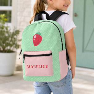 Mochila Impresa Niñas con lunares rosa fresa y verde menta