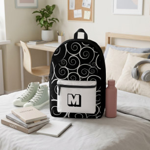 Mochila Impresa Niñas con patrón blanco y negro lindo