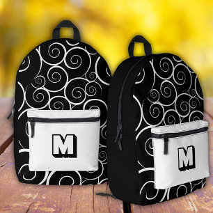 Mochila Impresa Niñas con patrón blanco y negro lindo
