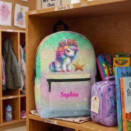Mochila Impresa Niñas Unicornio mágico de brillo estrella