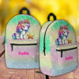 Mochila Impresa Niñas Unicornio mágico de brillo estrella