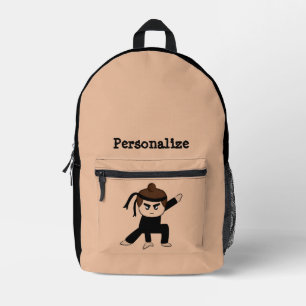 Mochila Impresa Niñita Ninja Tío Niños Cuidan Escuela Personalizad