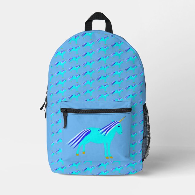Mochila Impresa Niño azul lindo Unicorn (Anverso)