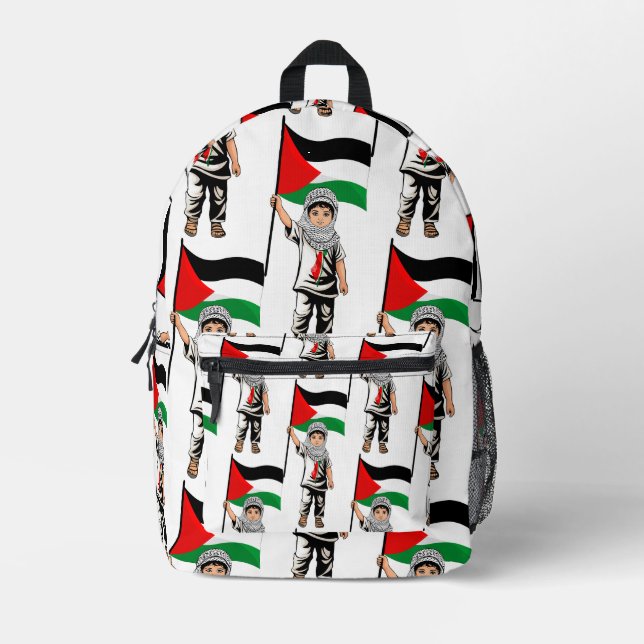 Mochila Impresa Niño con bandera palestina de Keffiyeh (Anverso)