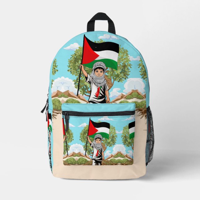 Mochila Impresa Niño con bandera palestina de Keffiyeh (Anverso)