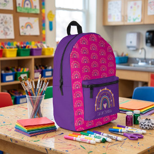 Mochila Impresa Niños arcoíris rosa y morado