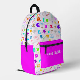 Mochila Impresa Niños coloridos abastecimientos escolares y nombre