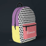 Mochila Impresa Niños coloridos del patrón del punto de polka<br><div class="desc">Mochila impresa de niños coloridos del patrón de puntos de polka</div>