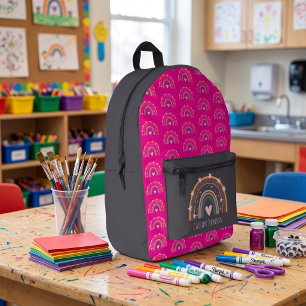 Mochila Impresa Niños con arcoíris de carbón y rosa