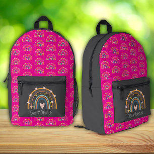 Mochila Impresa Niños con arcoíris de carbón y rosa