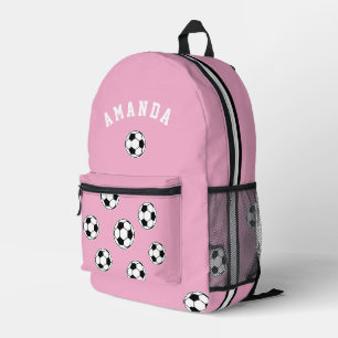 Mochila Impresa Niños con el rosado personalizado del fútbol vuelv