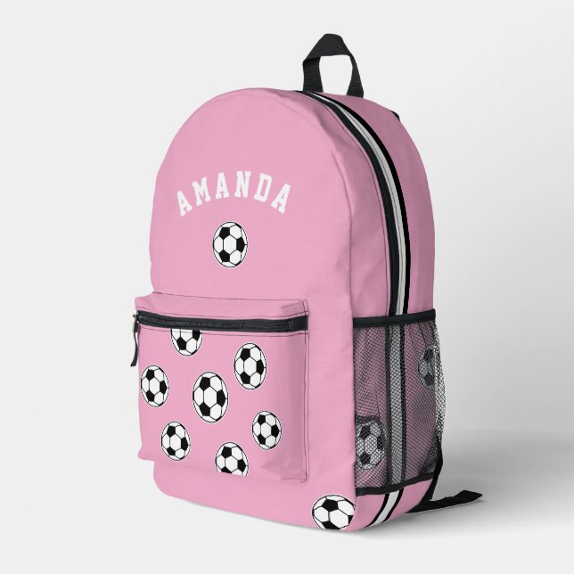Mochila Impresa Niños con el rosado personalizado del fútbol vuelv (Esquina derecha trasera )