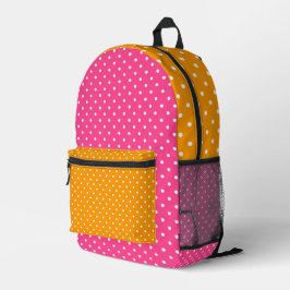 Mochila Impresa Niños con puntos de polka amarillos rosados