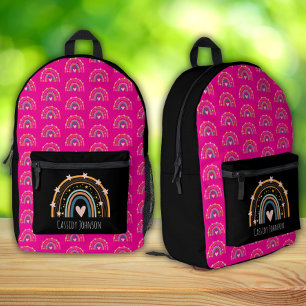 Mochila Impresa Niños de arco iris negro y rosa