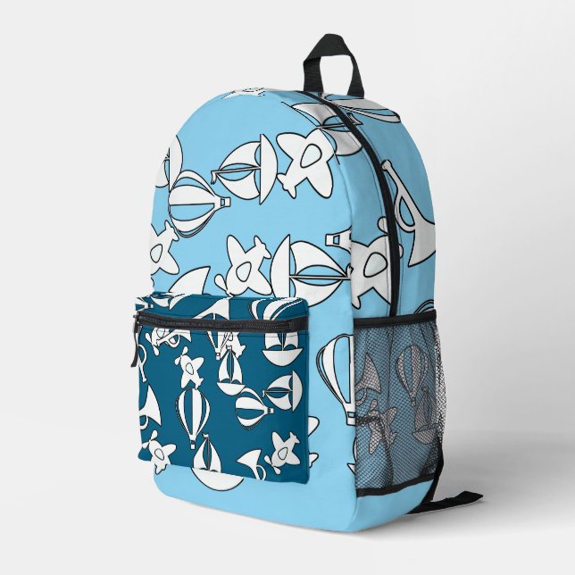 Mochila Impresa Niños De La Colección De Juguetes Lt Blue + Kinder (Esquina derecha trasera )