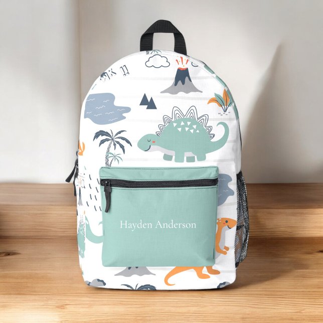 Mochila Impresa Niños de moda de dinosaurios modernos personalizad (cute fun personalized dinosaur school backpack )