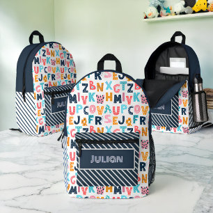 Mochila Impresa Niños divertidos alfabetos personalizados - de vue