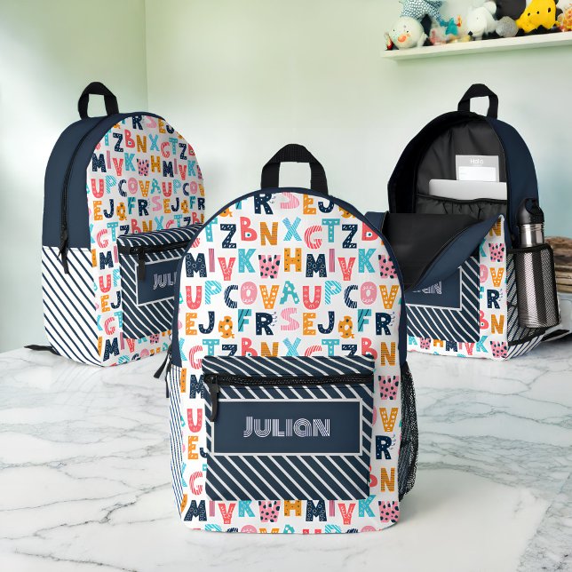 Mochila Impresa Niños divertidos alfabetos personalizados - de vue (Subido por el creador)