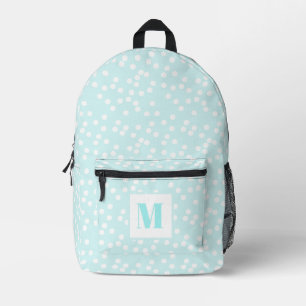 Mochila Impresa Niños monogramados de Cute Aqua y White Polkadots