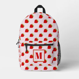 Mochila Impresa Niños monogramados de fresas rosadas y rojas