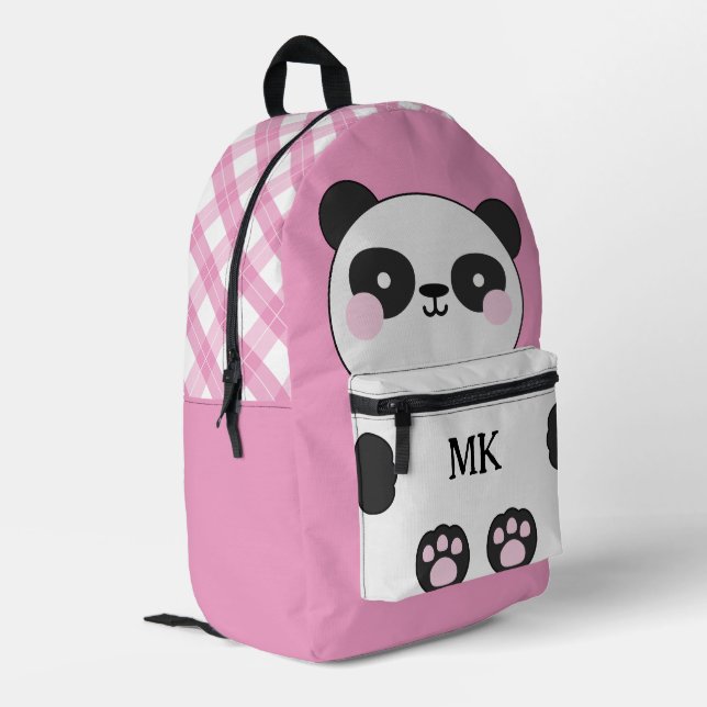 Mochila Impresa Niños Monogramados De Panda Rosa Cute (Esquina izquierda trasera)