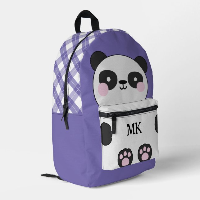 Mochila Impresa Niños Monogramados Purple Cute Panda (Esquina izquierda trasera)