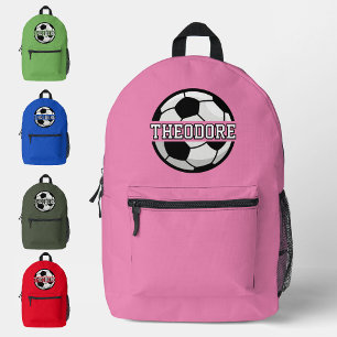 Mochila Impresa Niños Nombre personalizado Fútbol rosa Guay