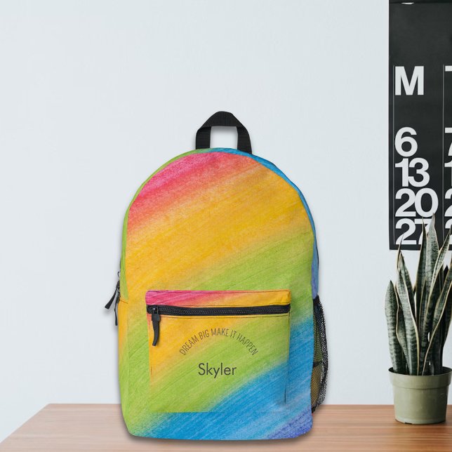 Mochila Impresa Niños personalizados Nombre texto Bandas arco iris (Subido por el creador)