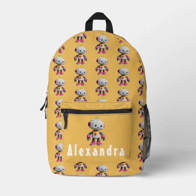 Mochila Impresa Niños Robot Personalizables (Anverso)
