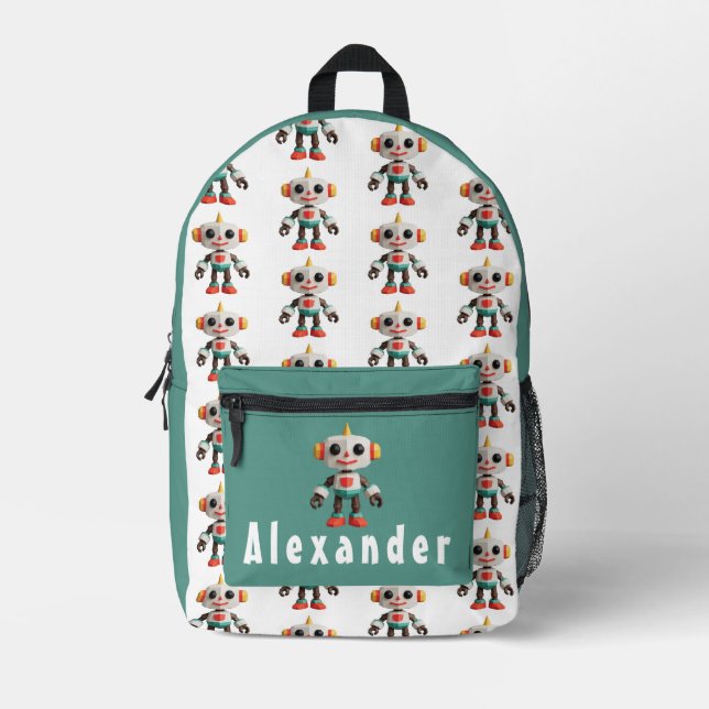 Mochila Impresa Niños Robot Personalizables (Anverso)