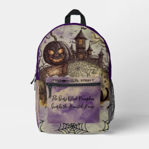 Mochila Impresa Noche de Halloween, La Calabaza Negra Espantosa Gu