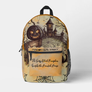 Mochila Impresa Noche de Halloween, La Calabaza Negra Espantosa Gu